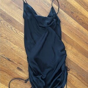 Elegant Black Satin Slip Dress